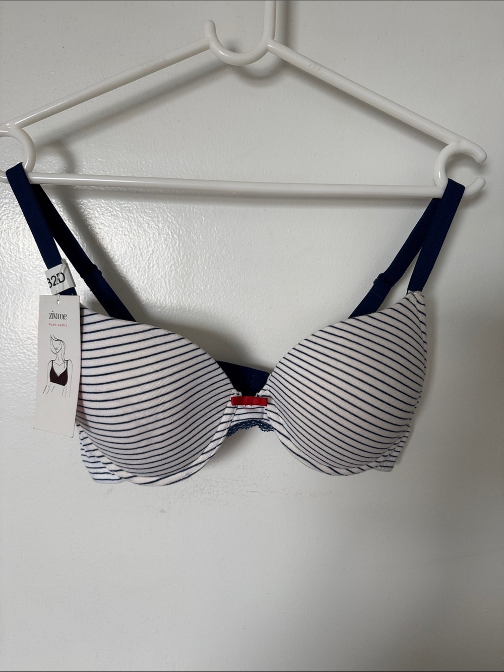 Striped Navy & White T-Shirt Bra with Contrast Trim